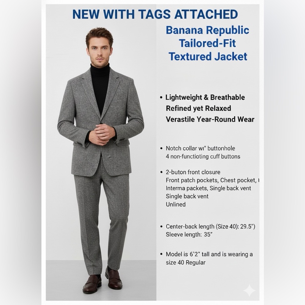 Banana Republic Men's Textured Gray Suit